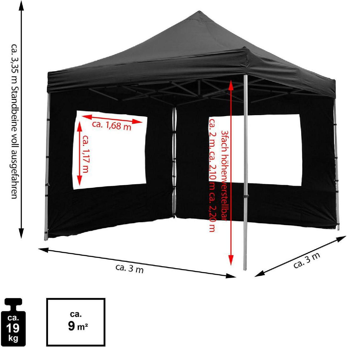 Thumbnail - VCM, Pavillon, Aluminium-Faltpavillon schwarz (300 cm, 300 cm)