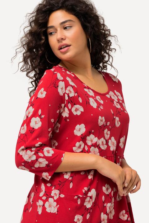 Produktbild Ulla Popken Longshirt, Blumen, A-Linie, Rundhals, 3/4-Arm (50, 52)