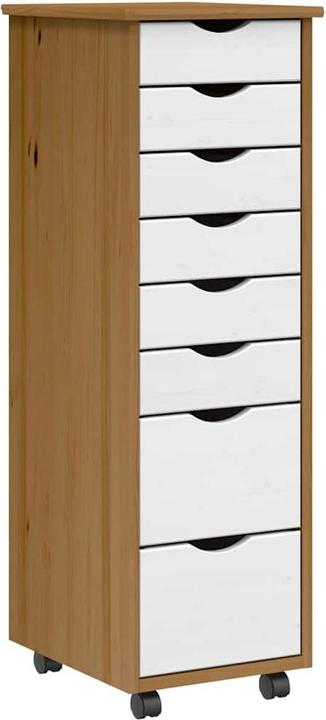 VidaXL Rollschrank mit Schubladen MOSS Honigbraun Massivholz Kiefer