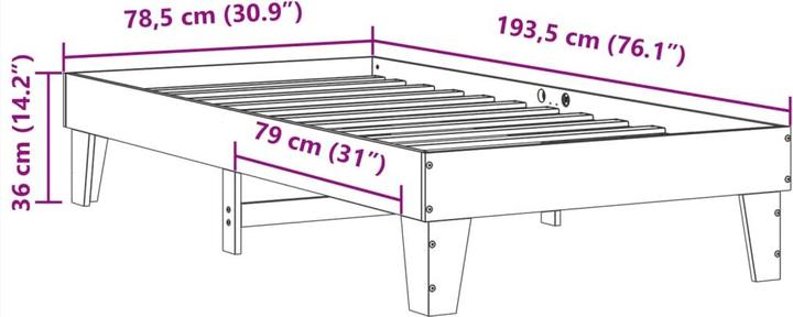Actual product image vidaXL Bettgestell (75 x 190 cm)