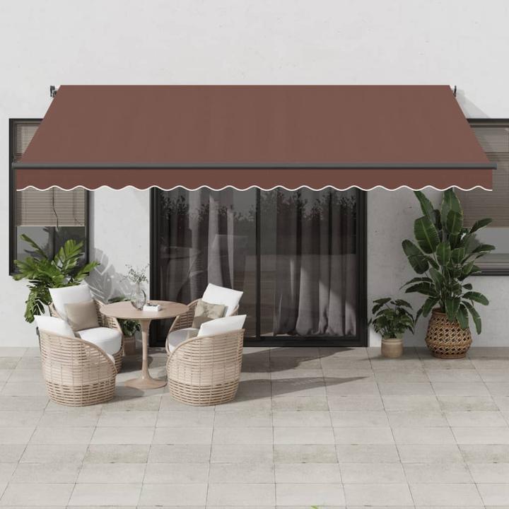 Actual product image VidaXL Markise Gelenkarmmarkise Sonnenmarkise Automatisch LED Braun 450x350cm (4.50 m)