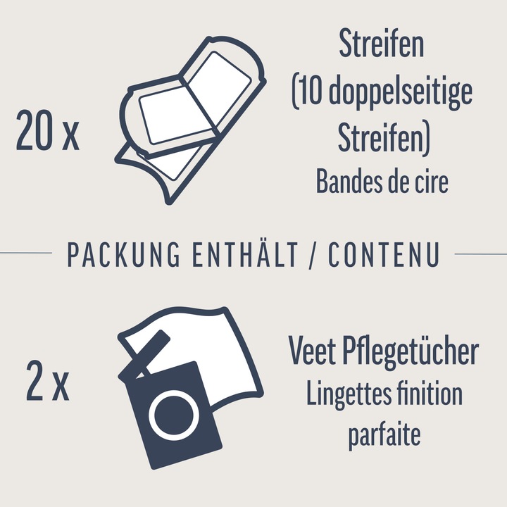 Produktbild Veet Kaltwachsstreifen sensible Haut Pure für Beine & Körper (451.25 ml, 20 x, 63 g)