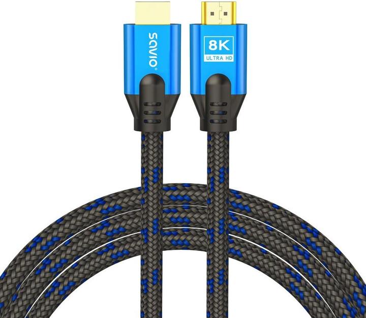 Produktbild Savio HDMI-Kabel (M) v2.1, 3 m, 8K, Kupfer, blau schwarz, goldenes Ende, Ethernet/3D, CL-143 (3 m, HDMI, 2.1)