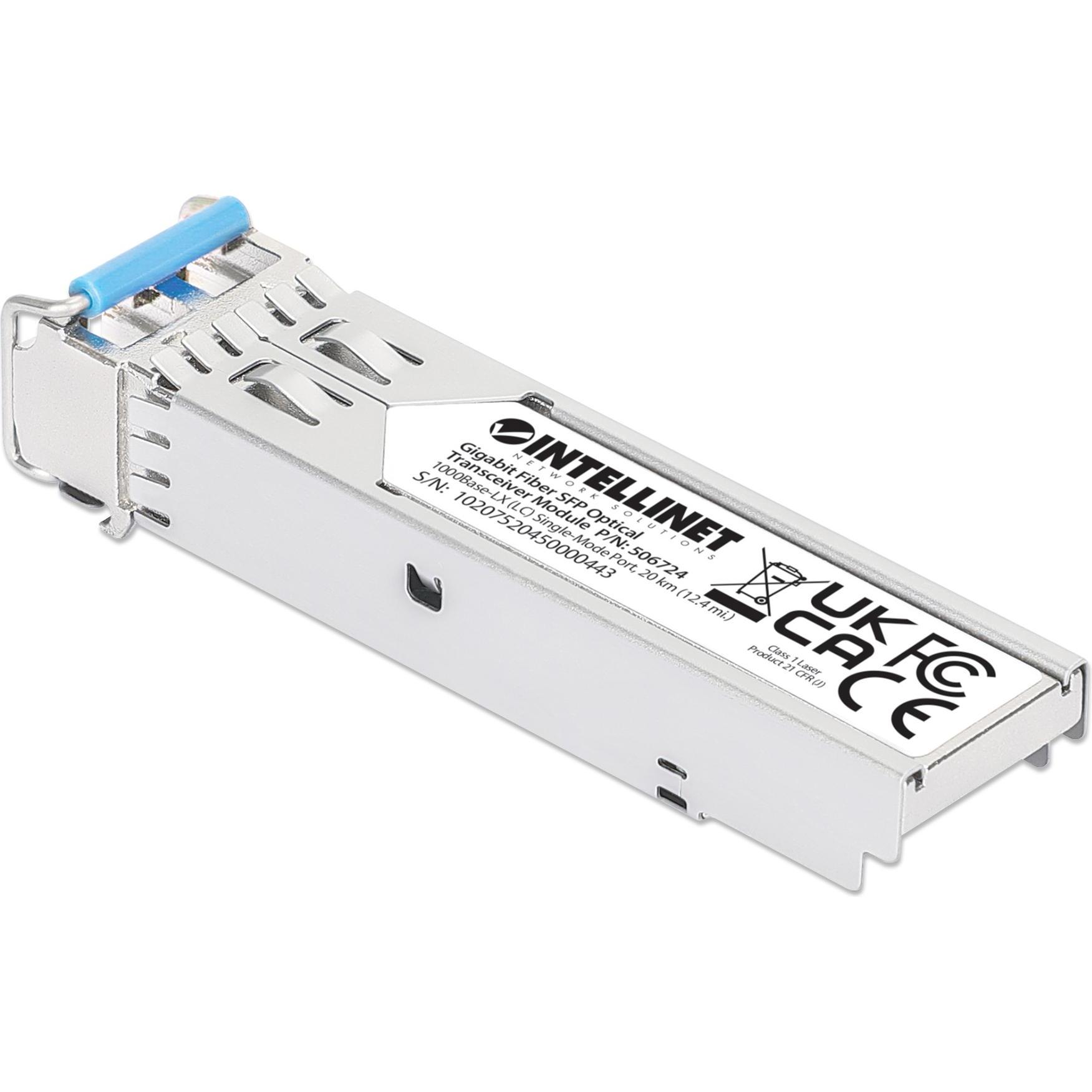 Intellinet SFP Mini-GBIC, Gigabit Ethernet, LC, SM, Transceiver, Silber