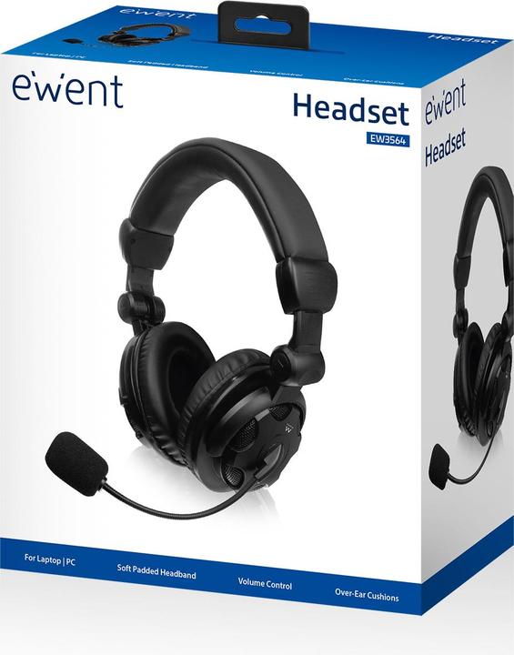 Produktbild Ewent Over-ear stereo headset with microphone and volume control (Kabelgebunden)
