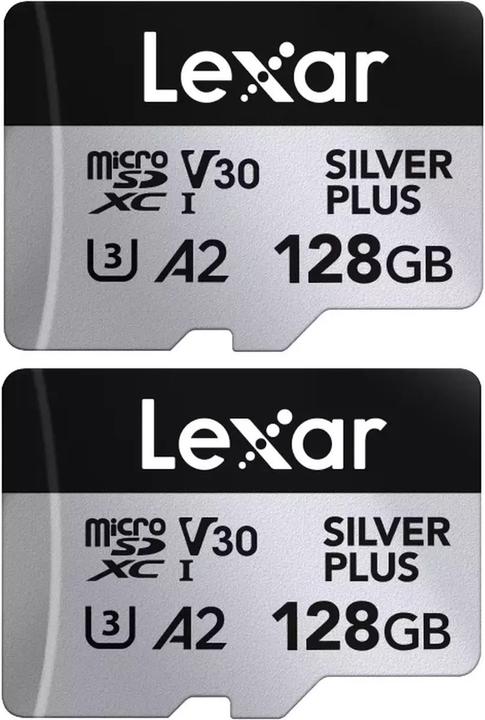 Actual product image Lexar Professional Silver Plus 2-Pack (128 GB, microSDXC, U3, UHS-I)