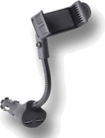 Produktbild 2GO Universal Halter fuer Smartphones mit integriertem 2,1A Autoladegerät