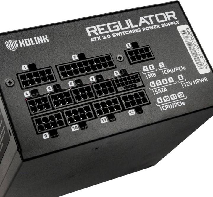 Image du produit Kolink Alimentation Regulator 80 PLUS Gold, ATX 3.0, PCIe 5.0, modulaire - 1200 Watt (1200 W)