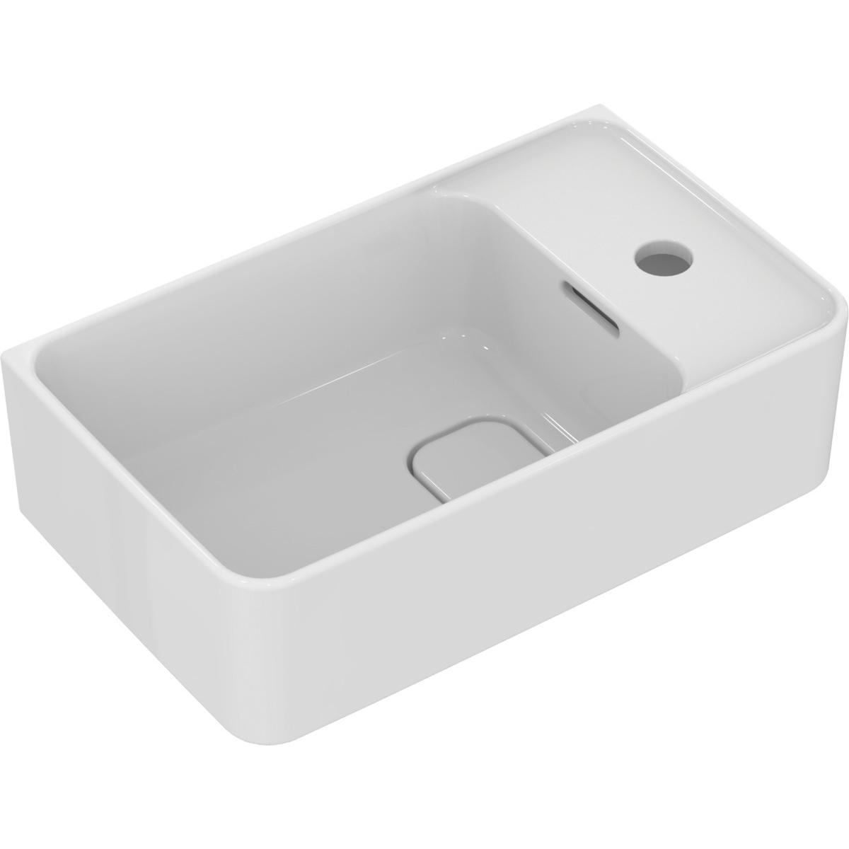 Ideal Standard, Waschbecken, IDS Handwaschbecken STRADA II Hahnbank rechts 450x270x170mm weiss I+ (460 mm, 280 mm)