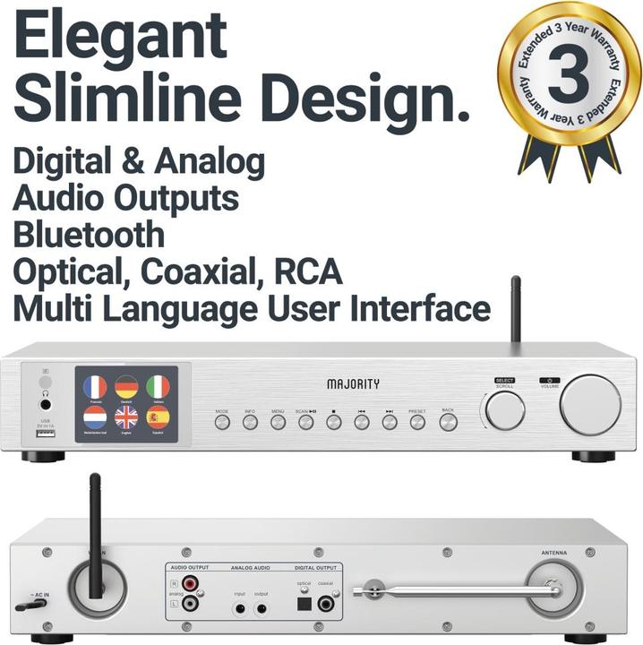 Produktbild Majority Fitzwilliam 3 Silver (Internetradio, DAB+, FM, Bluetooth, WLAN)