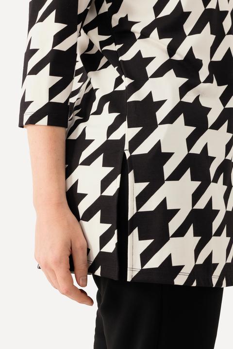 Immagine prodotto Ulla Popken Felpa dal taglio oversize con pied-de-poule, collo alto e maniche a 3/4 (46, 48)