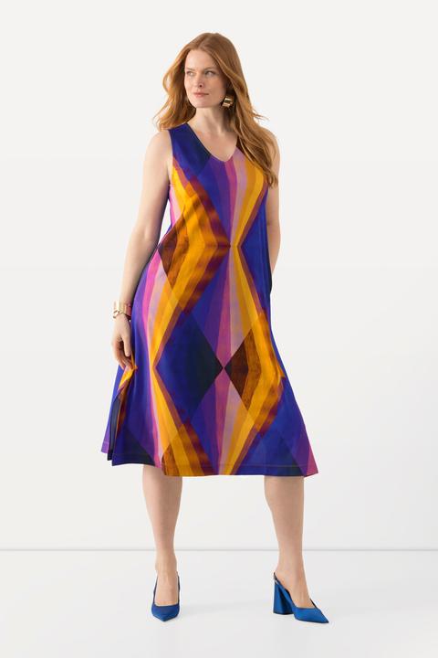 Actual product image Ulla Popken Geometric Print Sleeveless A-Line Dress (46, 48)
