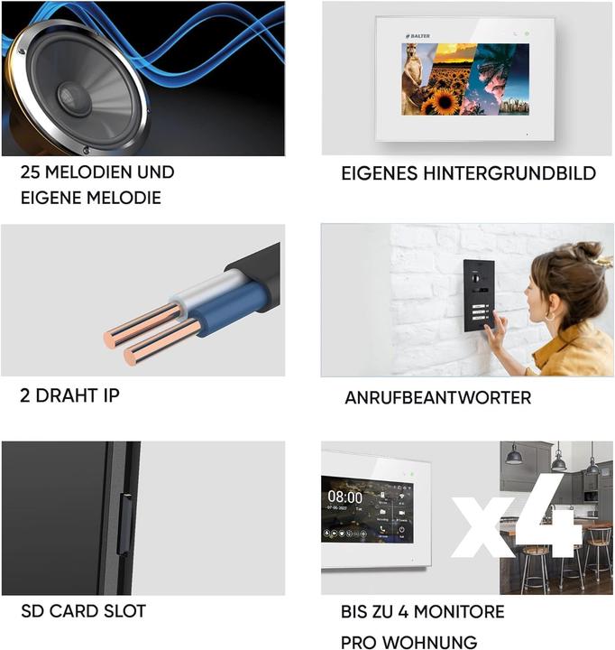 Image du produit Balter EVO-HD Video Türsprechanlage, 3-Familienhaus, mit 175° Weitwinkel-Kamera (Filaire)