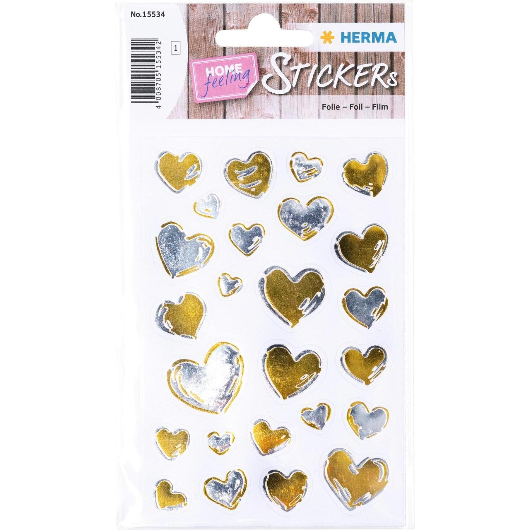 Herma, Sticker, Motivsticker Creative Herzen 25 Stück Gold/Silber