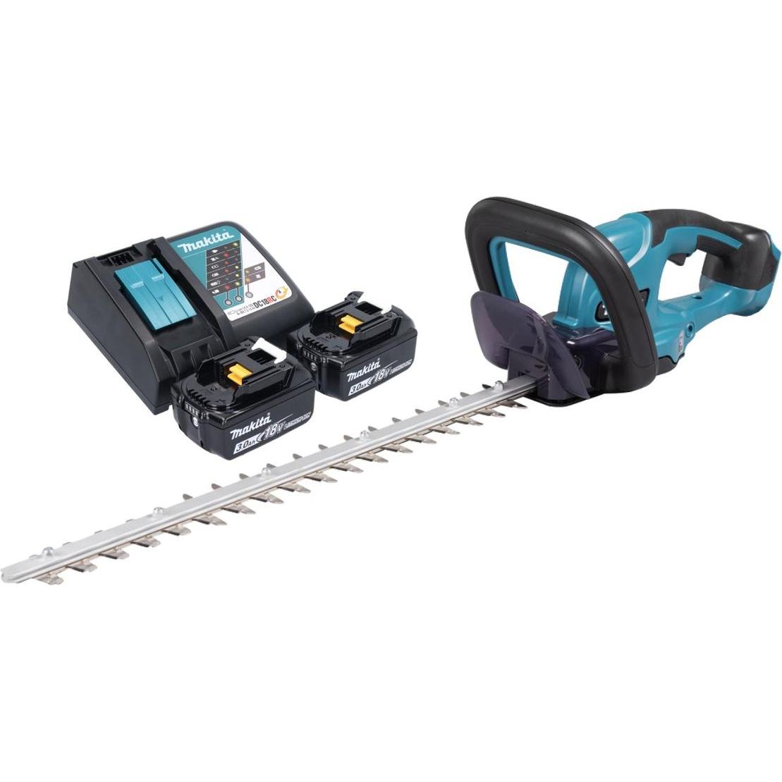 Makita, Heckenschere, DUH 507 RF2 Akku Heckenschere 18 V 50 cm + 2x Akku 3,0 Ah + Ladegerät (Akkuheckenschere)