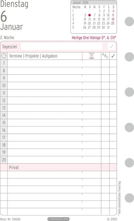 Actual product image Chronoplan Tagesplan (1 day / 1 page)