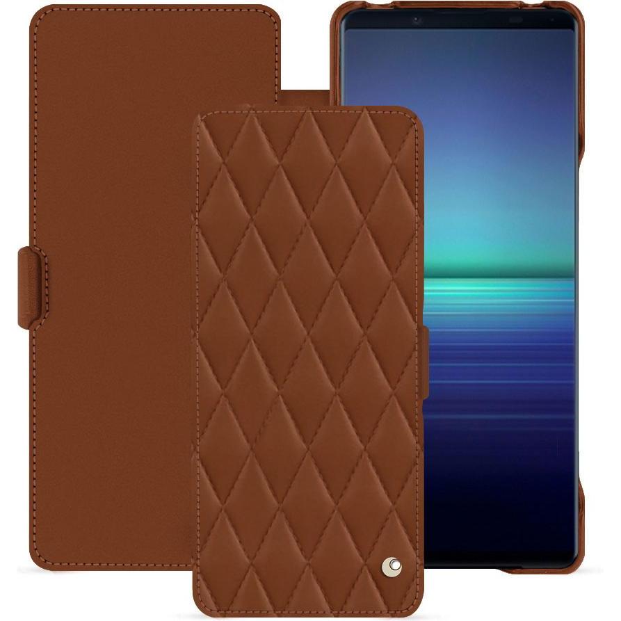 Noreve Lederschutzhülle horizontal (Sony Xperia 1 V), Smartphone Hülle, Braun