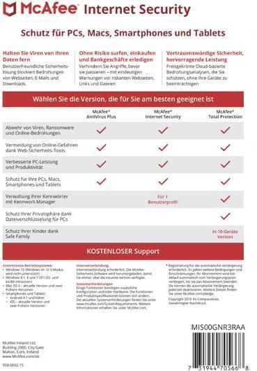 Produktbild McAfee Internet Security (3 User, 12 Monate)