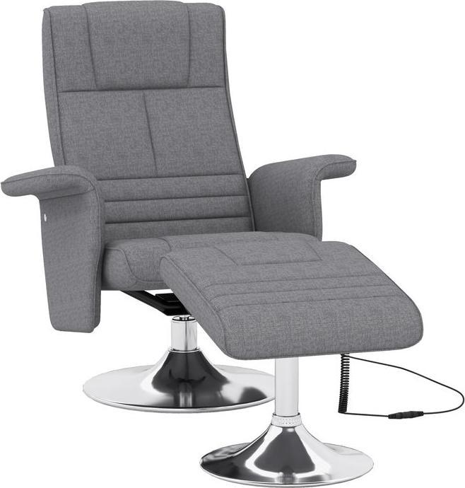 Swisshandel24 Fernsehsessel Fusshocker elektrisch Liegefunktion Vibrationsmassage Fernbedienung Leinenoptik Dunkel