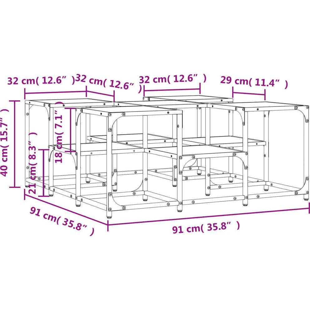 Thumbnail - VidaXL, Couchtisch + Beistelltisch, Jaylah (91 x 91 x 40 cm)