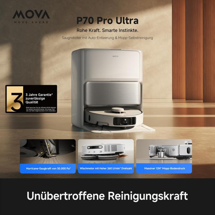 Actual product image Mova P70 Pro Ultra (30000 Pa, Wiping pads (rotating))