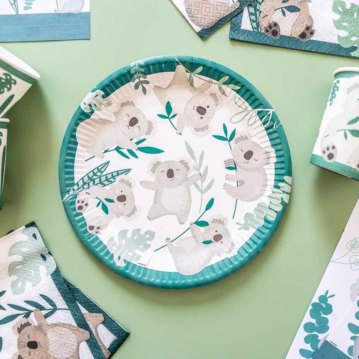 Actual product image Amscan 8 Koala Round Paper Plates 23 cm (8x)