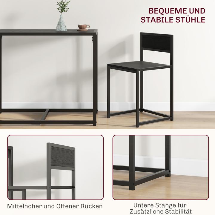 Image du produit Homcom Essgruppe Metall, MDF Schwarz (Panneau de bois MDF)