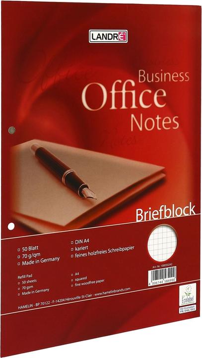 Landré Bloc-notes A4 collé en tête (A4, Quadrillé)
