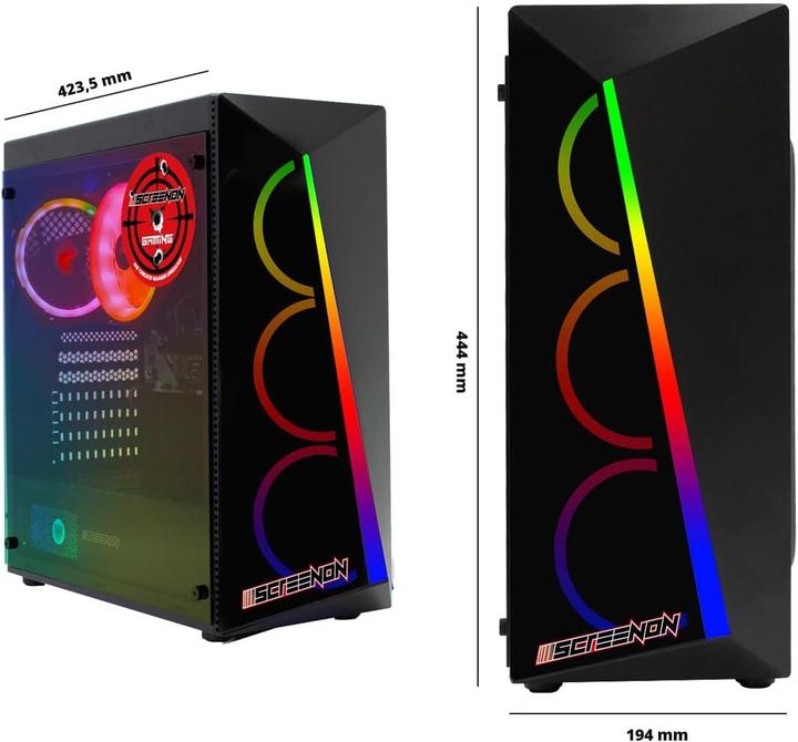 Image du produit ScreenOn PC de jeu avec processeur AMD Ryzen 7 5800X, SSD M.2 500 Go et carte graphique Radeon RX 6600XT (500 Go, 16 Go, AMD Ryzen 7 5800X, Radeon RX 6600 XT)