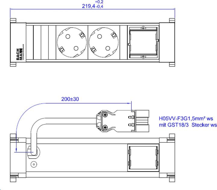 Produktbild Bachmann 916.701 (2 x, CEE 7/3, 0.20 m)