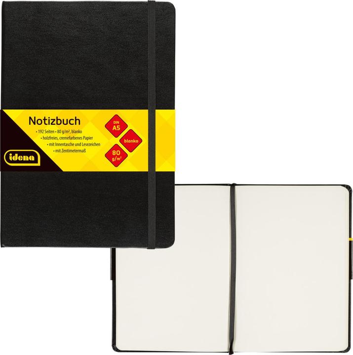 Actual product image Idena Notebook A5 blank black FSC-Mix (A5, Plain, Hardcover)