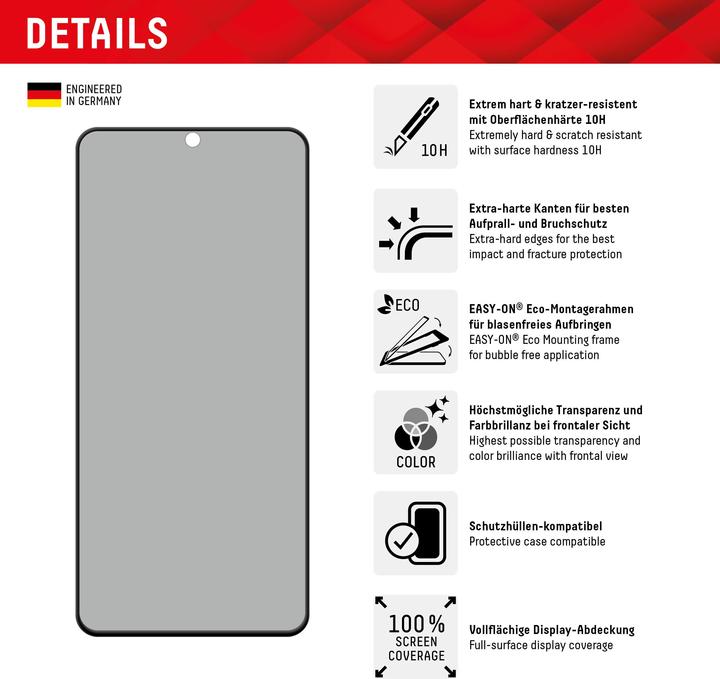 Actual product image Displex Real Glass, Privacy Full Cover Panzerglas (1 Piece, Samsung Galaxy S22+, Samsung Galaxy S23+)