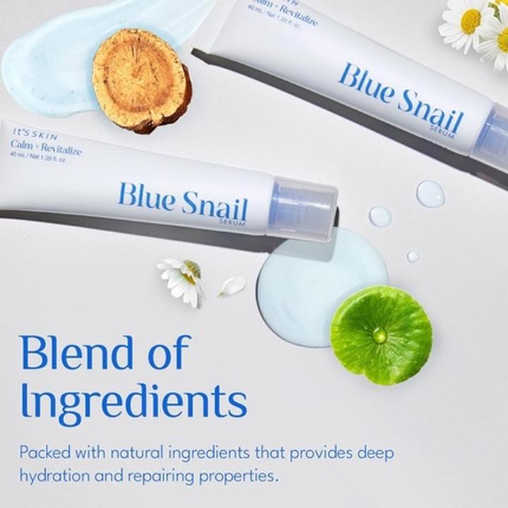 Actual product image Skin Gin IT'S SKIN Blue Snail Serum Day and Night Serum for Face with Snail Mucin Essence and Centella Asiati (40 ml)