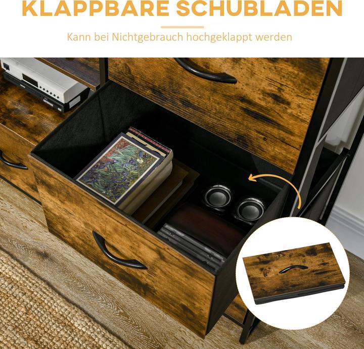 Image du produit Homcom Kommode Polyester, Stahl Rustikal-Braun (40 x 40 x 155 cm)