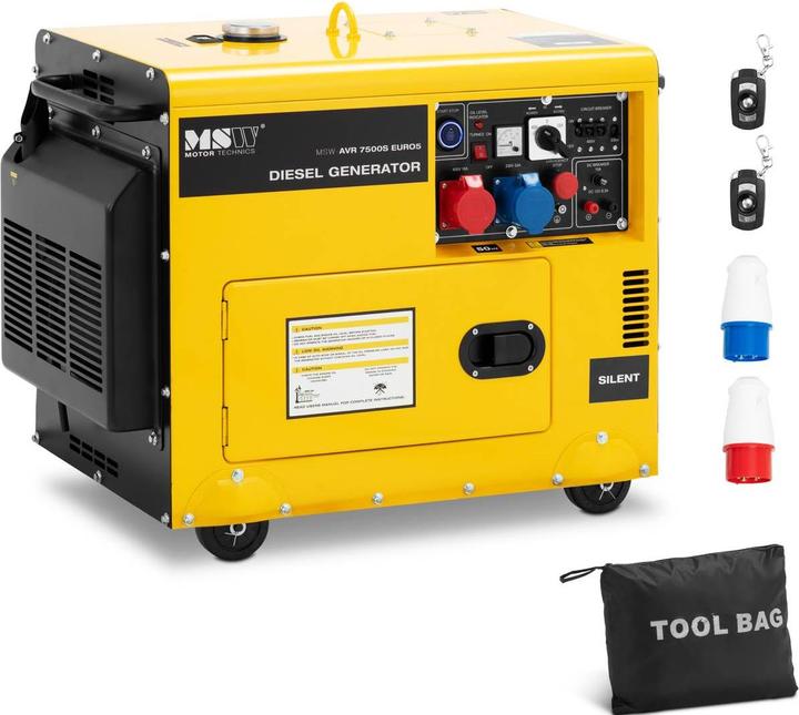 MSW Notstromaggregat Diesel Stromerzeuger 6370/7500 W 16 L 230/400 V AVR Euro 5 (7500 W, 16 l)