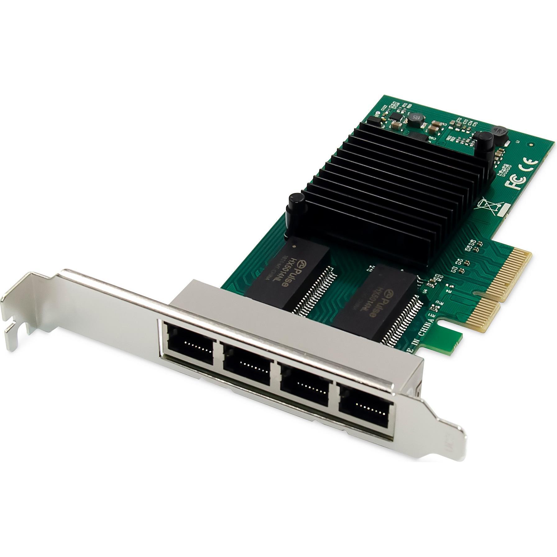 Digitus Scheda di rete 4 porte RJ45 Intel I350 Server NIC (Mini PCI Express), Scheda di rete, Nero, Verde