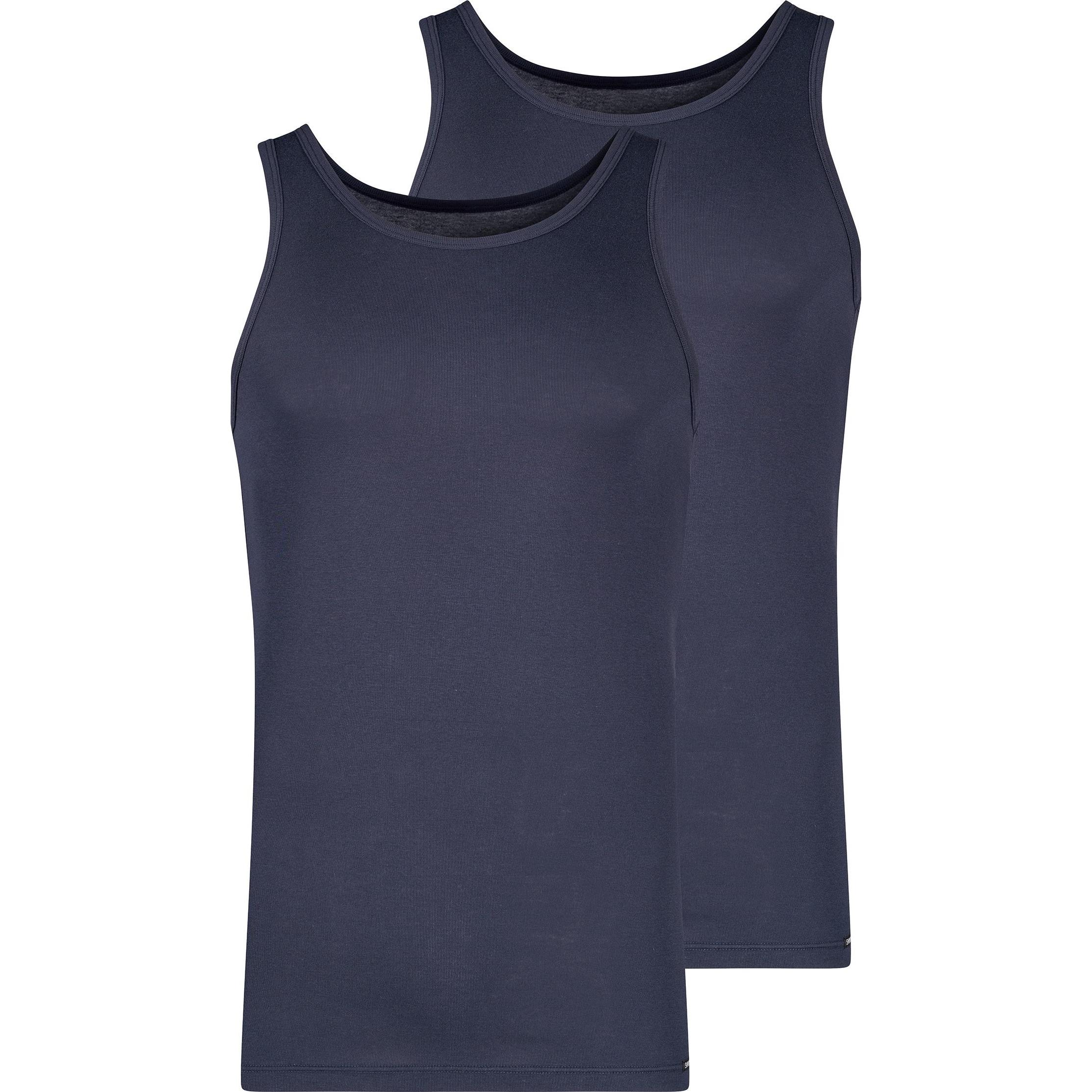 Skiny, Herren, Shirt, 2er Pack Basic Unterhemd / Tanktop, Blau, (XL)