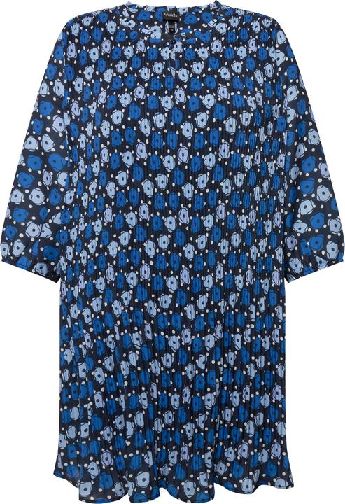 Immagine prodotto Ulla Popken Abito mini plissettato con fiori, ruche, collo alto e maniche a 3/4 (50, 52)