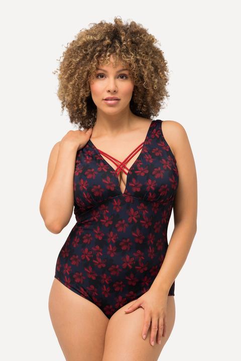 Produktbild Ulla Popken Badeanzug, Blüten, Zierbänder, Softcups (46)