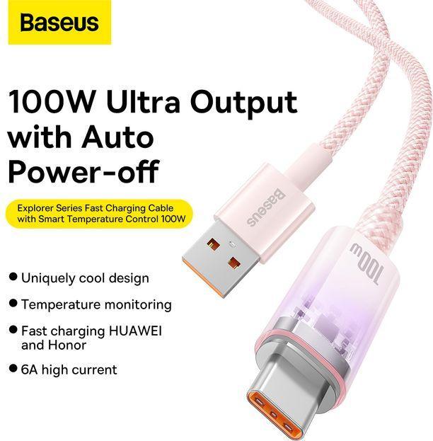 Actual product image Baseus USB A – USB C (1 m, USB 3.0, 100 W)
