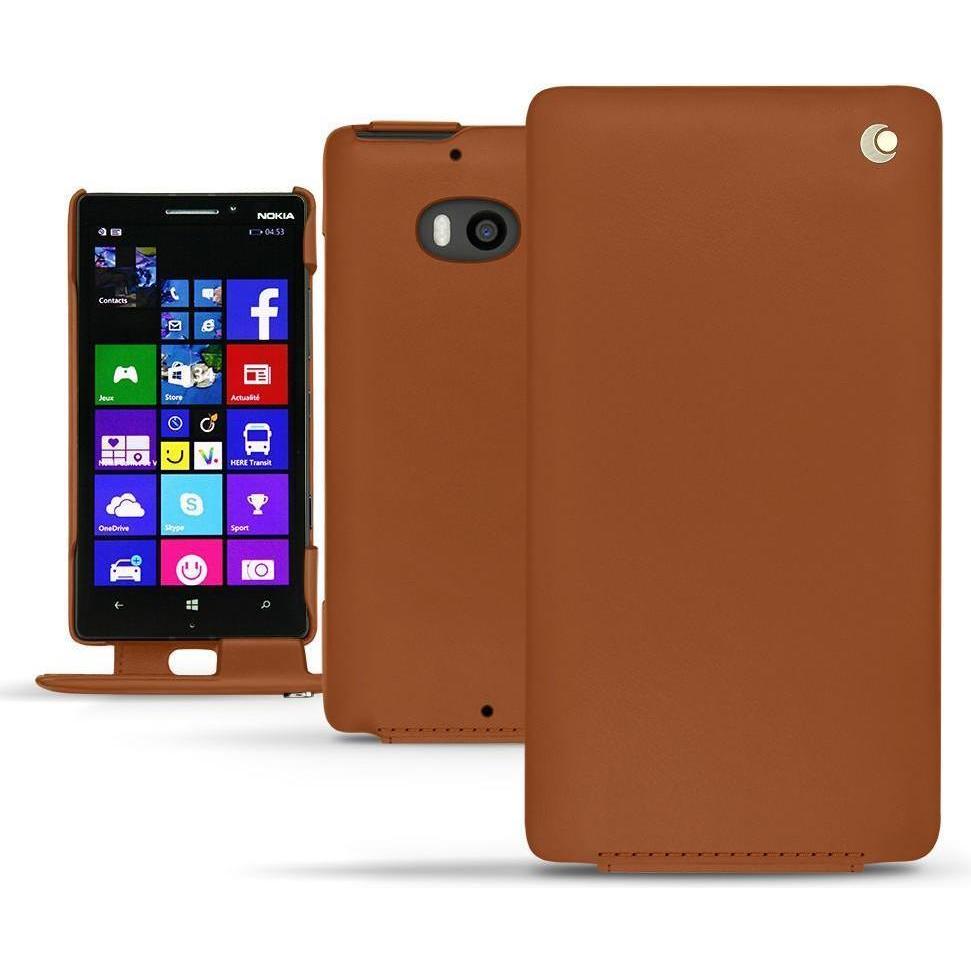 Noreve Lederschutzhülle vertikal (Nokia Lumia 930), Smartphone Hülle, Braun