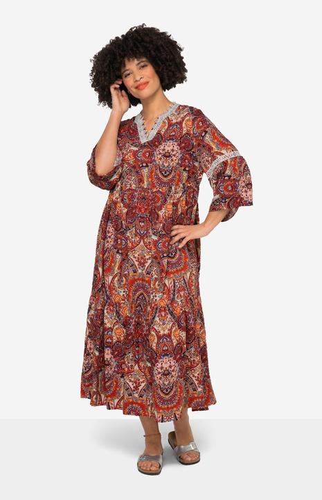 Image du produit Angel of Style Robe maxi trapèze à imprimé all-over. Col tunisien et manches 3/4 (52)