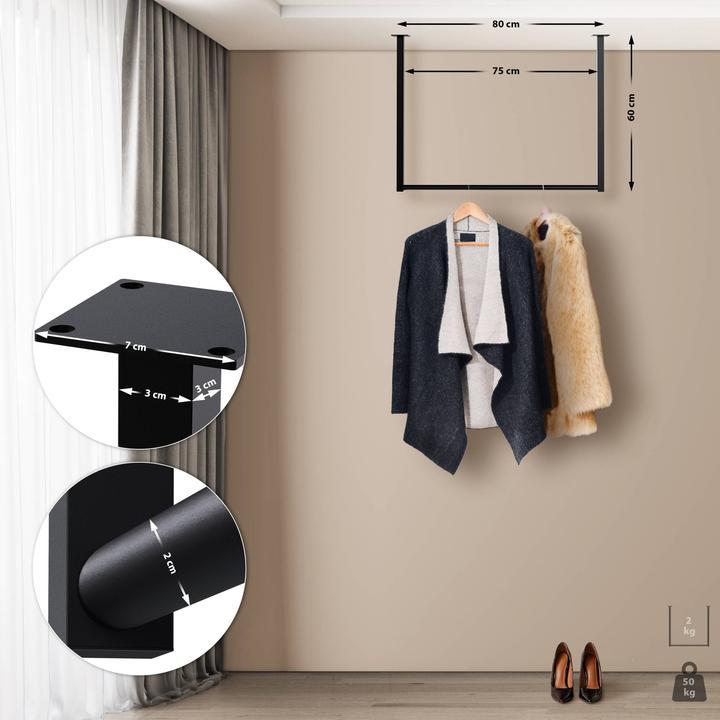 Produktbild CLP Kleiderstange Fenton aus Metall für Deckenmontage