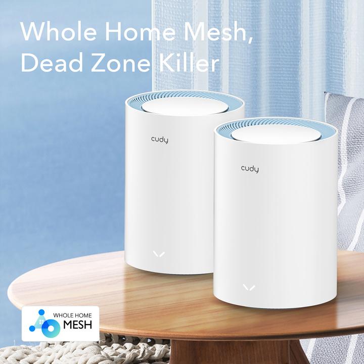Actual product image Cudy M1200 2-PACK mesh wi-fi system Dual-band ( / ) Wi-Fi 5 (802.11ac) White 1 Internal