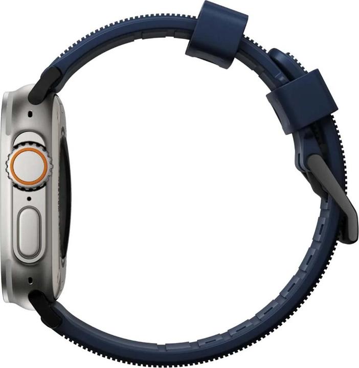 Actual product image Nomad Rugged Strap Atlantic Blue Connector Black 42/44/45/49mm (42 mm, 44 mm, 45 mm, 49 mm, Fluororubber (FKM))