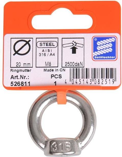 Produktbild ProPlus Ringmutter M8, A4 RVS AISI 316 (M8)