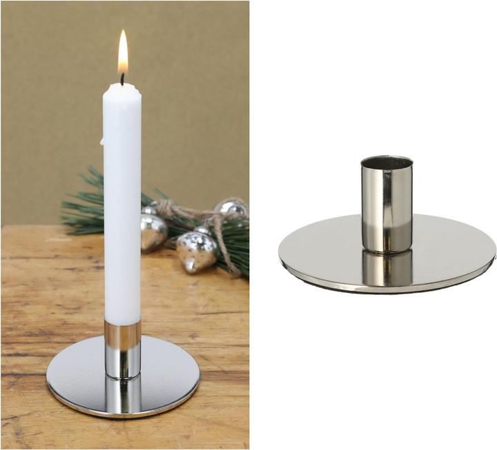 Produktbild Novaliv 4er-Set Stabkerzenhalter SILBER Weihnachtsdekoration candle holder 10x5cm Metall