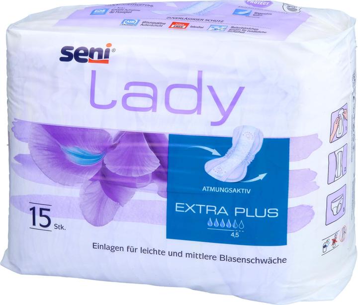 Produktbild Seni Lady Extra Plus Einlage atmungsaktive anatomische 15x33cm 4.5 Tropfen (15 x)