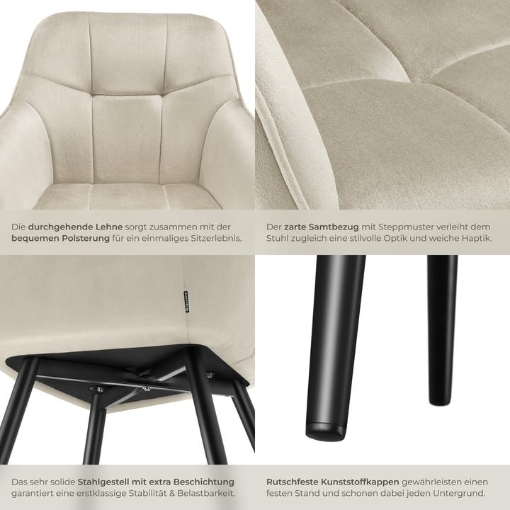 Actual product image tectake chair Marilyn, velvet look, quilted