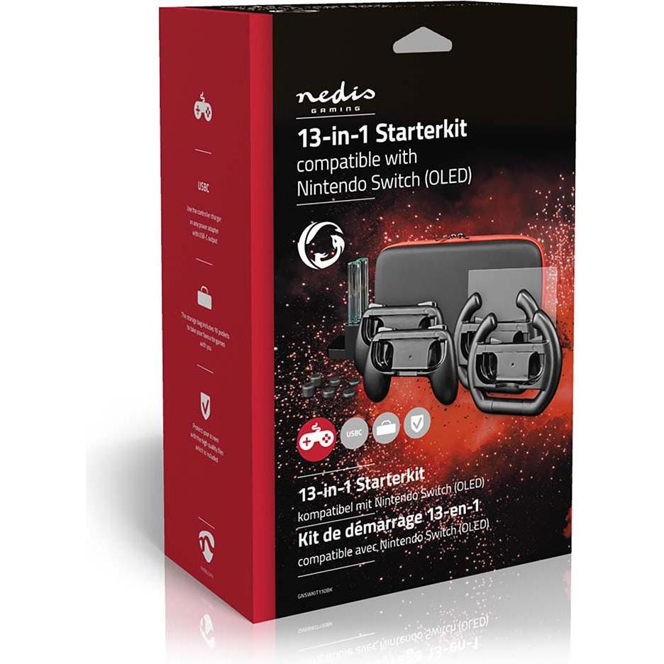 Nedis Gaming-Starter-Kit Kompatibel mit: Nintendo Switch (OLED) 13-in-1 (Switch), Weiteres Gaming Zubehör, Schwarz